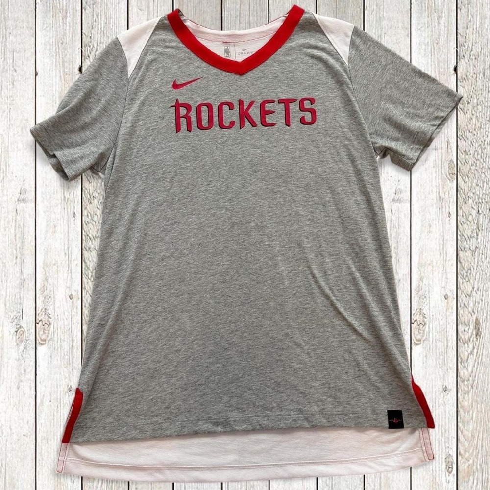 Nike Houston Rockets NBA Dri-FIT Shooting Shirt Gray Red White Medium